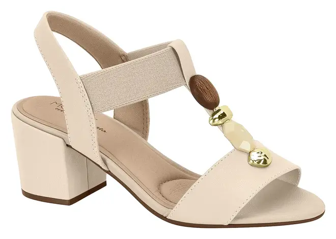 Sandália Salto Pedraria Modare Creme Feminino