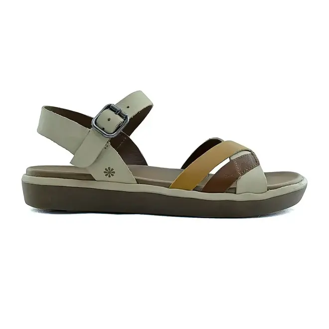 Sandália Flat New Face Creme Mix Fecho Fivela Feminino