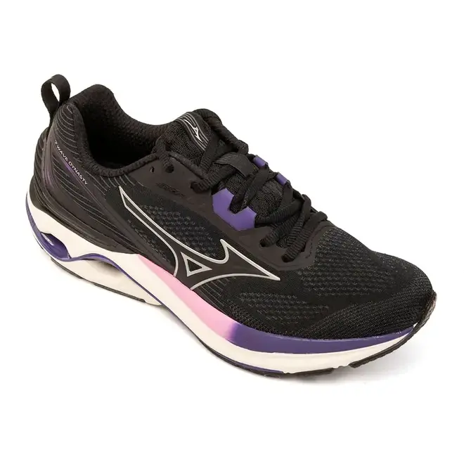 Tênis de Treino Mizuno Wave Dynasty 7 Preto e Roxo Feminino