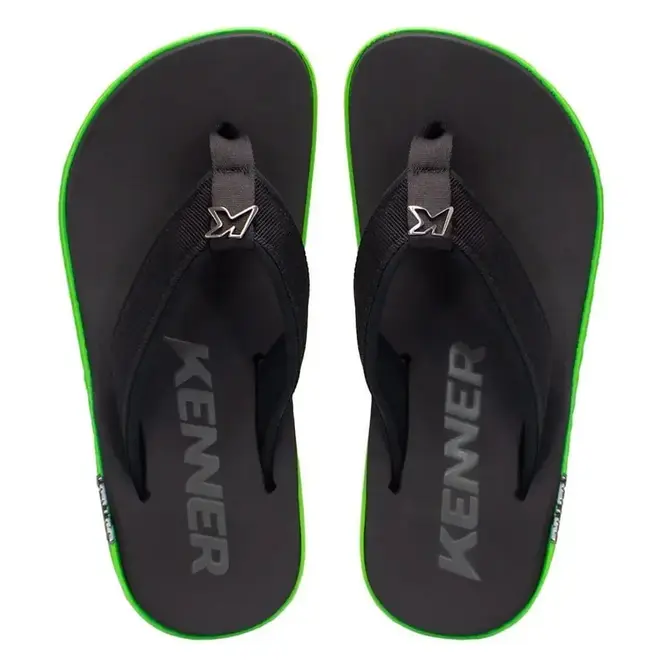 Chinelo Dedo Kenner Kivah Cushy Preto e Verde Masculino