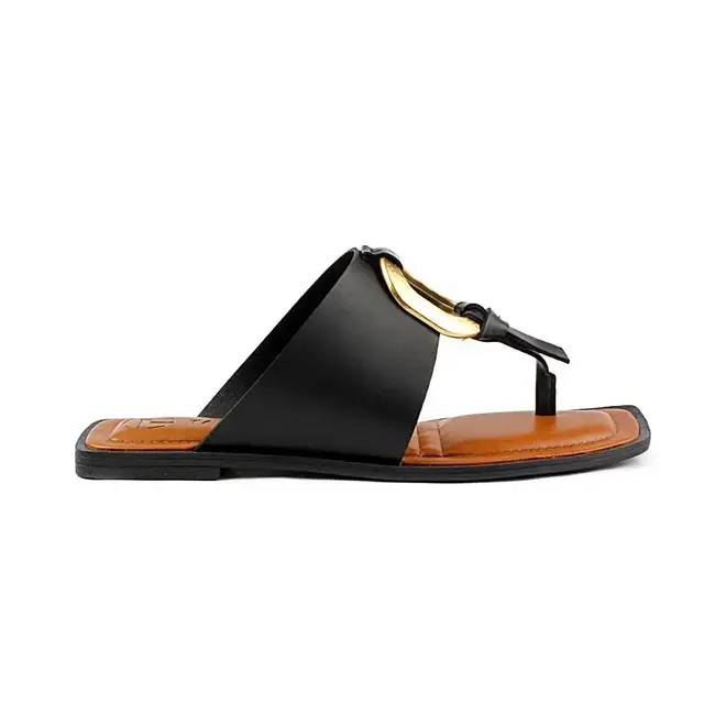Tamanco Tanara Flat Preto e Marrom Feminino