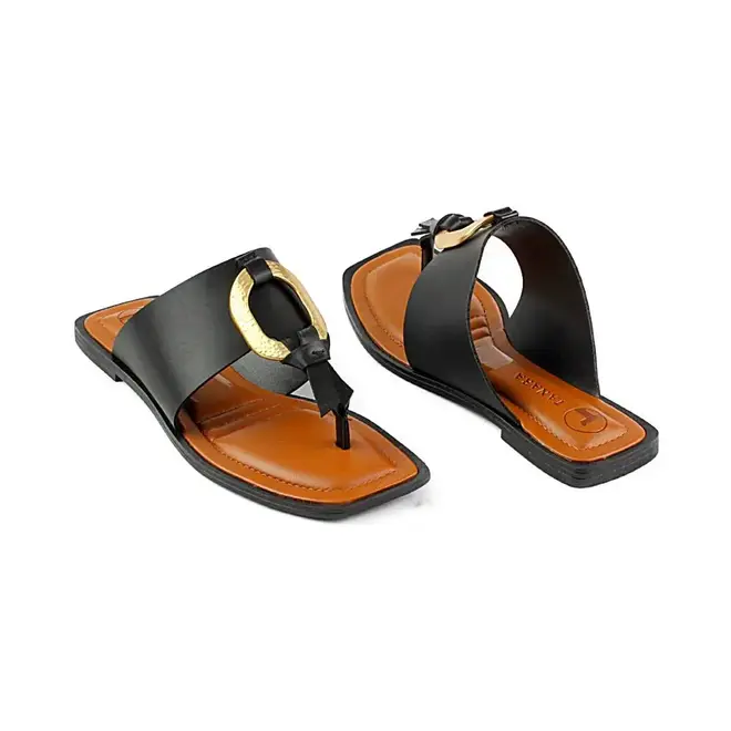 Tamanco Tanara Flat Preto e Marrom Feminino