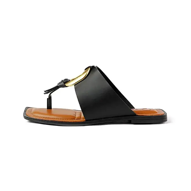 Tamanco Tanara Flat Preto e Marrom Feminino