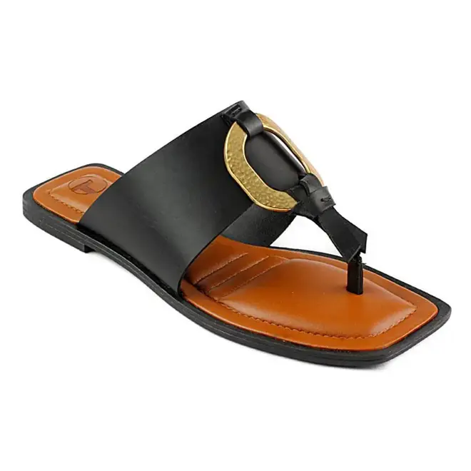 Tamanco Tanara Flat Preto e Marrom Feminino
