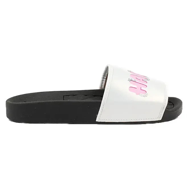 Chinelo Slide Infantil Molekinha Happy Branco e Preto