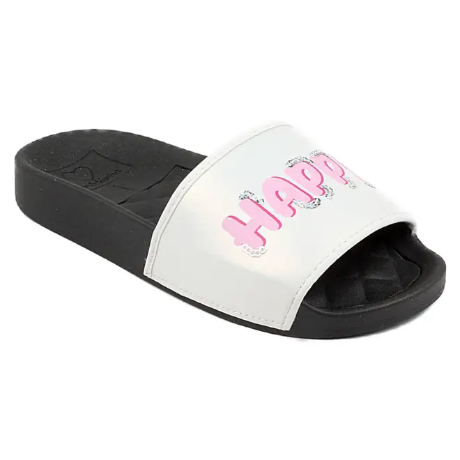 Chinelo Slide Infantil Molekinha Happy Branco e Preto