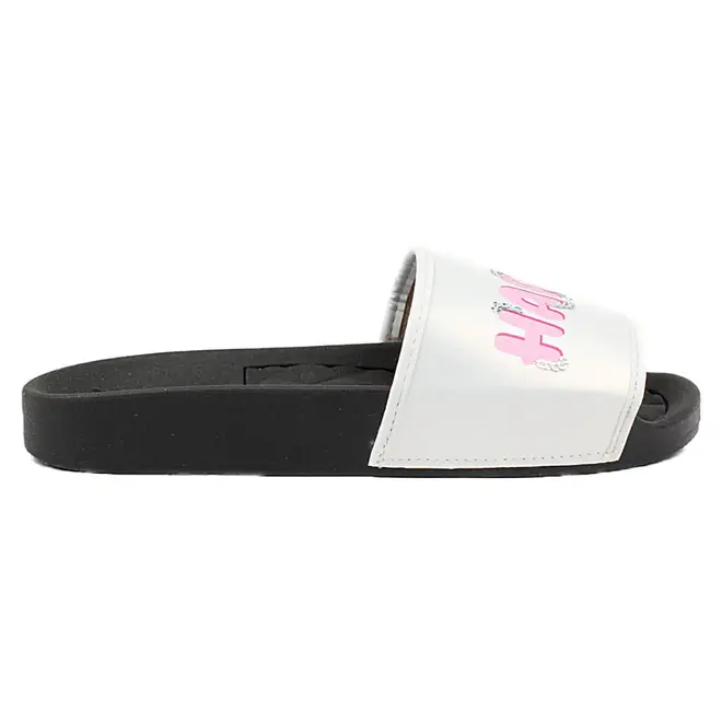 Chinelo Slide Infantil Molekinha Happy Branco e Preto