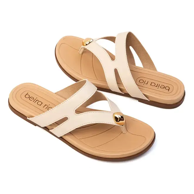 Tamanco Rasteira Beira Rio Off White Feminina