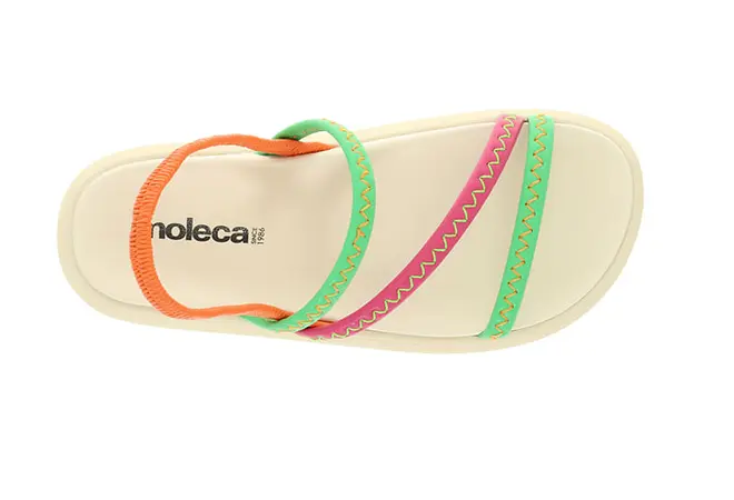 Sandália Flatform Moleca Tiras Verde e Pink Feminina