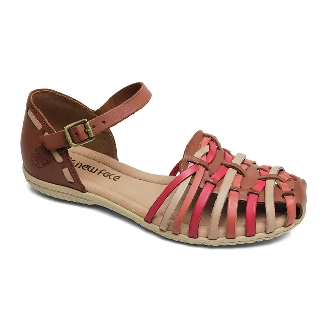 Sandália New Face Flat Marrom e Multicores Feminino