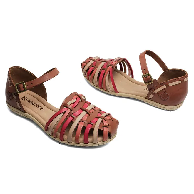Sandália New Face Flat Marrom e Multicores Feminino