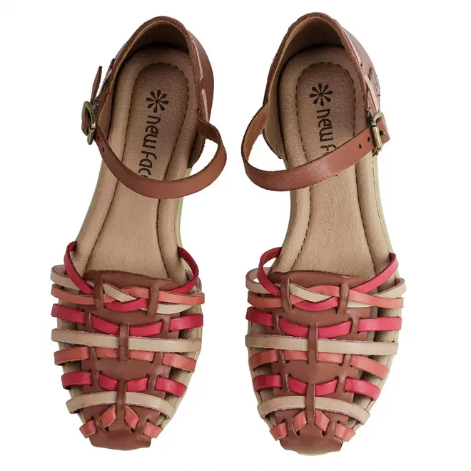 Sandália New Face Flat Marrom e Multicores Feminino