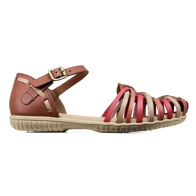 Sandália New Face Flat Marrom e Multicores Feminino