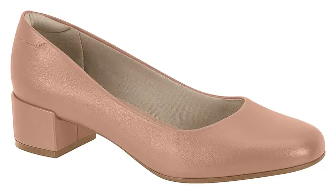 Scarpin Beira Rio Salto Bloco Nude Feminino