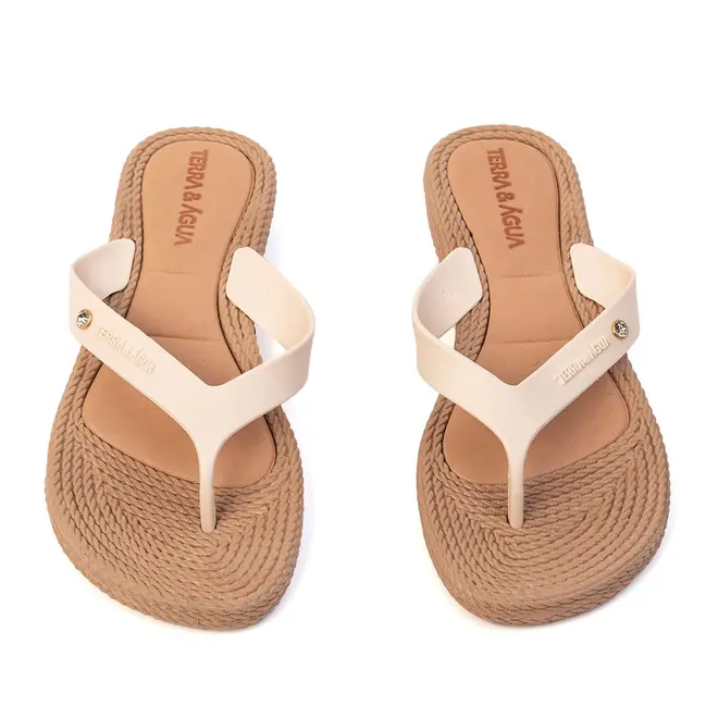 Chinelo Dedo Terra e Água Creme Feminino