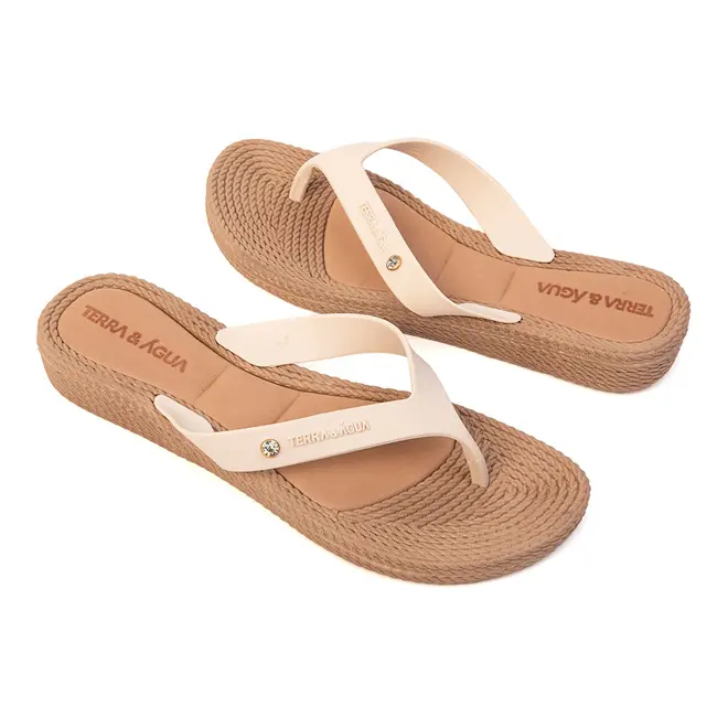 Chinelo Dedo Terra e Água Creme Feminino