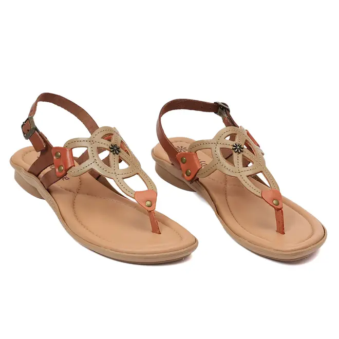 Sandália Rasteira New Face Rosa Off Multicolor Feminina