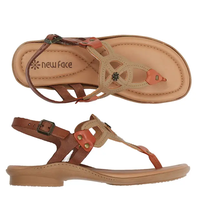 Sandália Rasteira New Face Rosa Off Multicolor Feminina