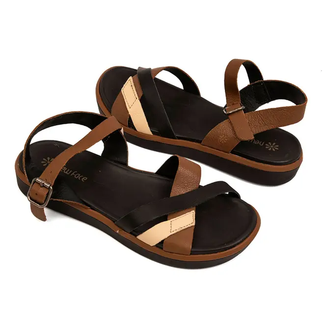 Rasteira Flatform New Face Whisky Mix Feminina