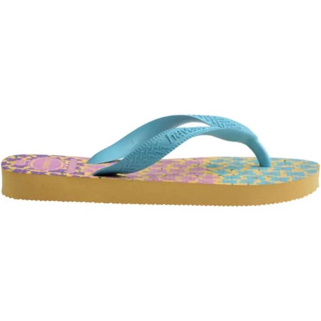 Chinelo Havaianas Flores Azul e Amarelo Infantil