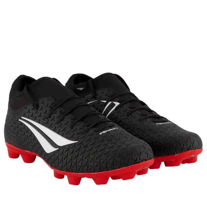 Chuteira Campo Penalty S11 Locker Preto e Vermelho Masculino