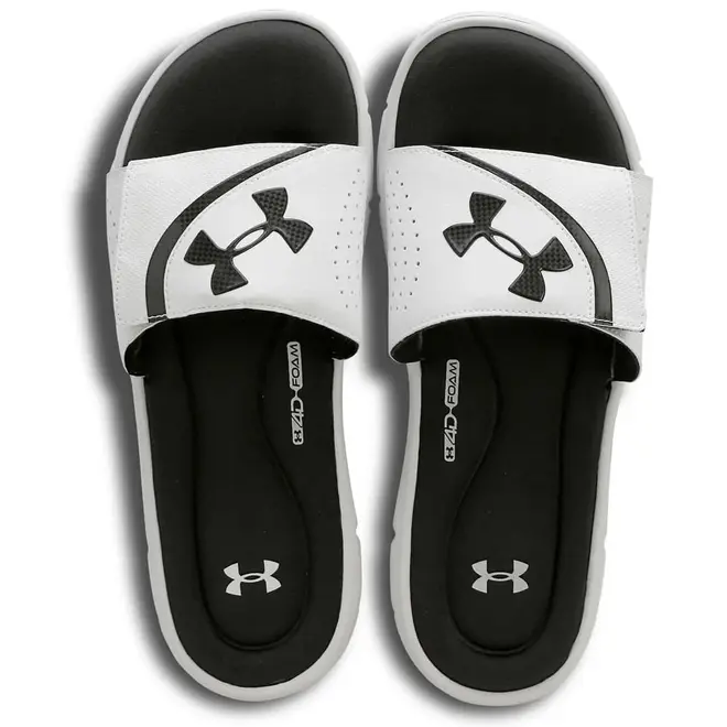 Chinelo Slide Under Armour Branco e Preto Masculino