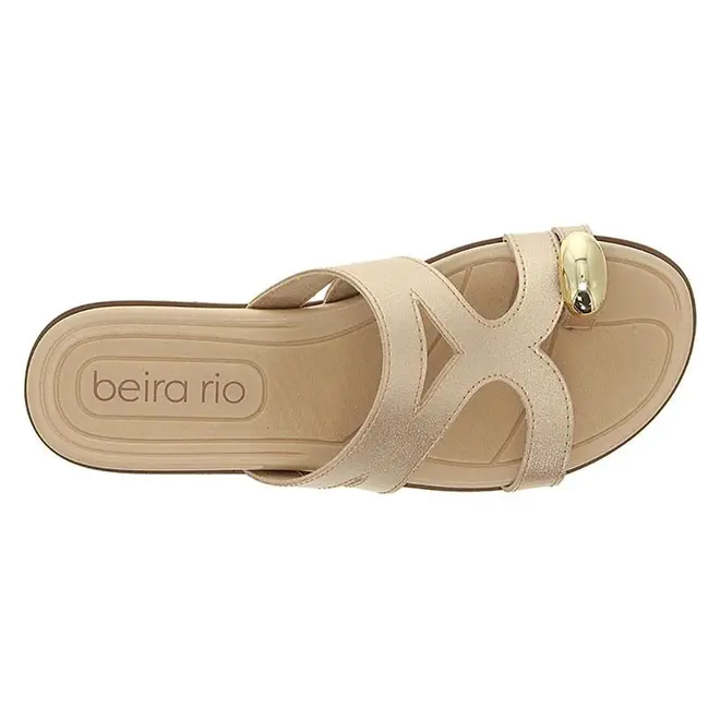 Tamanco Rasteira Beira Rio Dourado Feminina