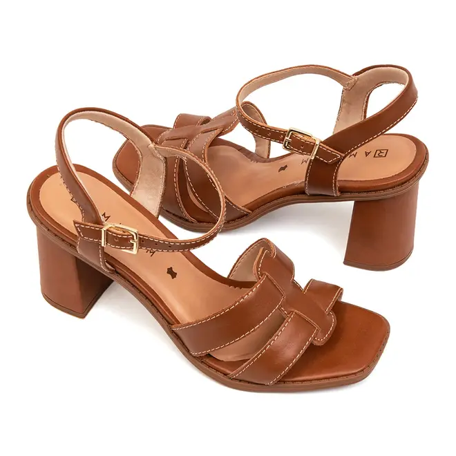 Sandália Salto Ramarim Toffee Feminina