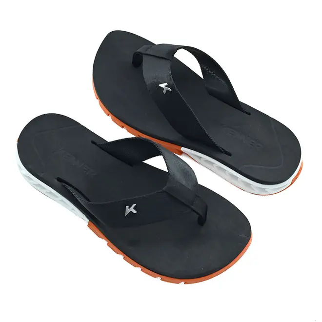 Chinelo Dedo Kenner Rakka Preto Branco e Laranja Masculino