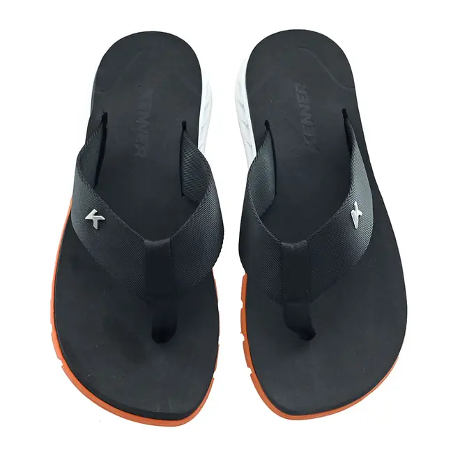 Chinelo Dedo Kenner Rakka Preto Branco e Laranja Masculino