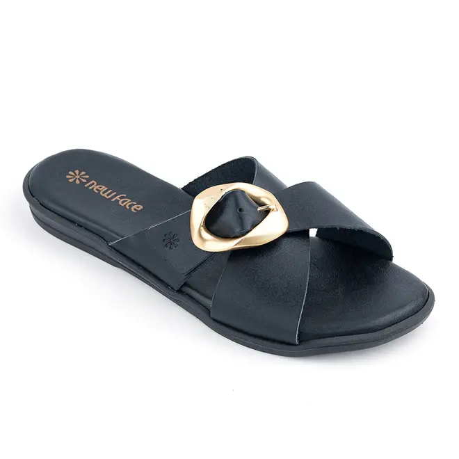 Tamanco Rasteira New Face Preto Feminino