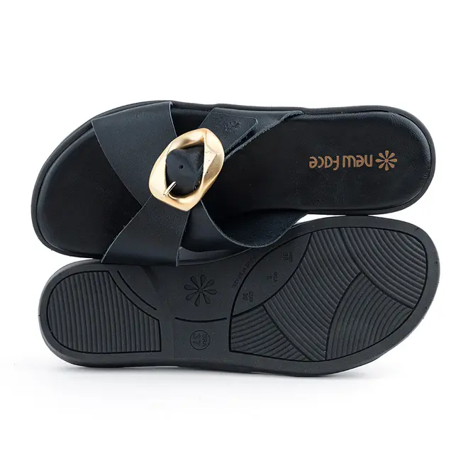 Tamanco Rasteira New Face Preto Feminino
