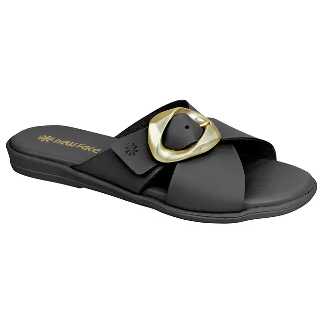 Tamanco Rasteira New Face Preto Feminino
