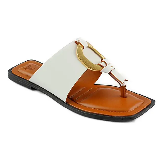 Tamanco Flat Tanara Fashion Branco e Marrom Feminino