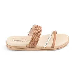Tamanco Rasteira Beira Rio Camel e Dourado Feminino