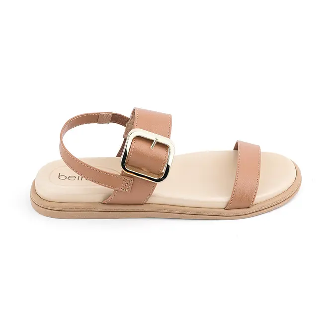 Sandália Rasteira Beira Rio Camel Feminina