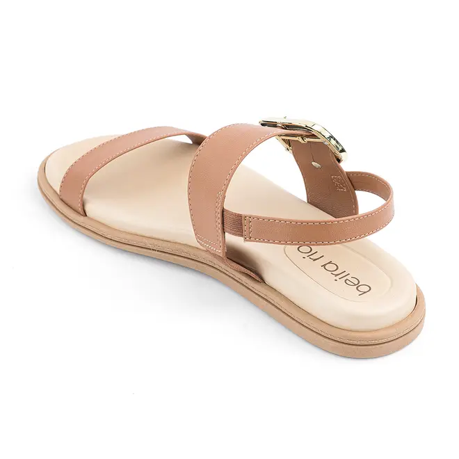 Sandália Rasteira Beira Rio Camel Feminina