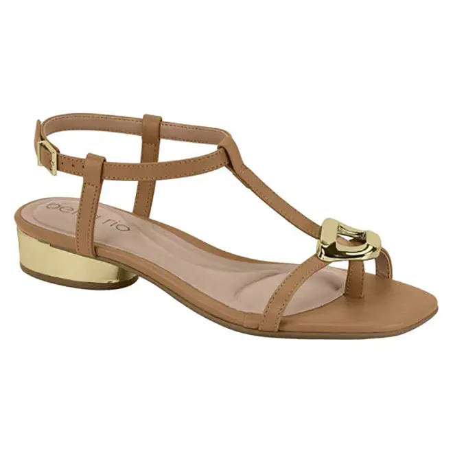 Sandália Salto Beira Rio Camel Feminina