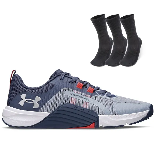 Kit 1 Tênis de Treino Masculino Under Armour Tribase Reps e 1 Pct com 3 pares de Meia cano alto