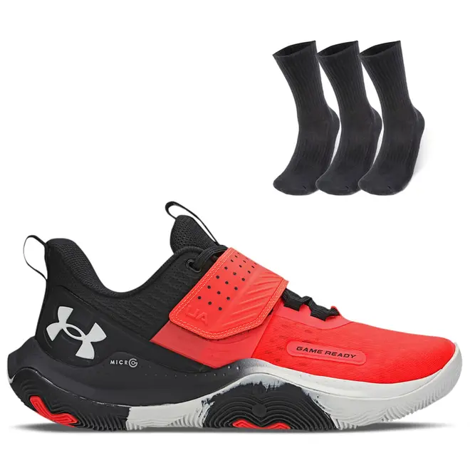 Kit 1 Tênis de Basquete Masculino Under Armour Buzzer SE e 1 Pct com 3 pares de Meia cano alto
