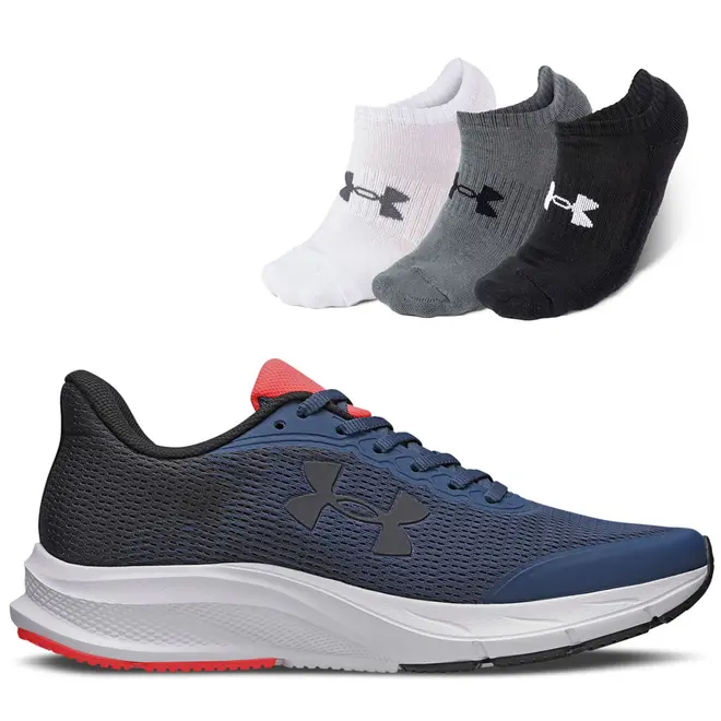 Kit Tênis Charged Brezzy + Meia Unissex Under Armour Cotton Invisivel - Pacote com 3 pares