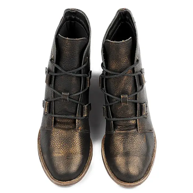 Bota Flat Couro New Face - Ouro