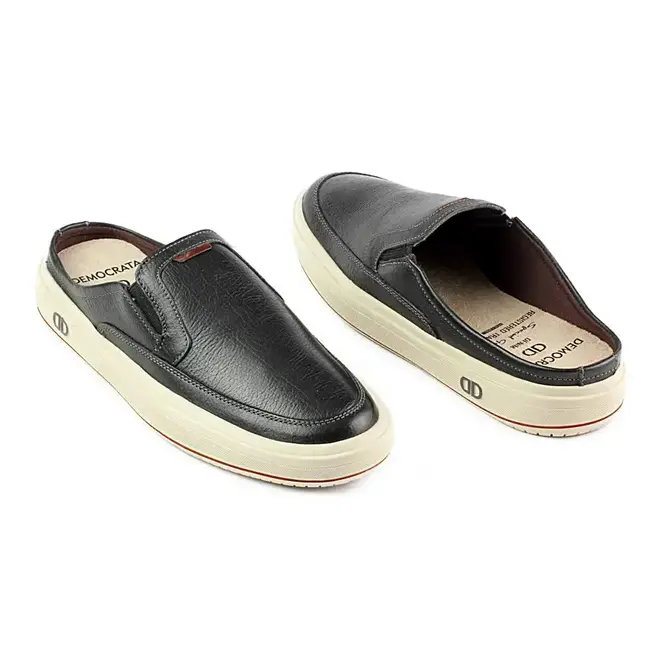 Mule Democrata Couro Denim Go Preto Masculino
