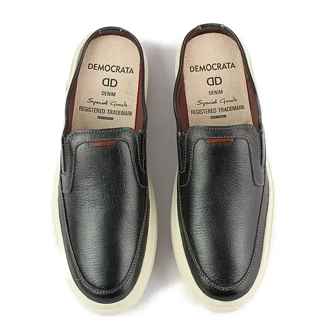Mule Democrata Couro Denim Go Preto Masculino
