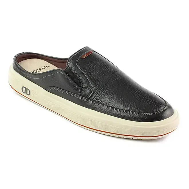 Mule Democrata Couro Denim Go Preto Masculino