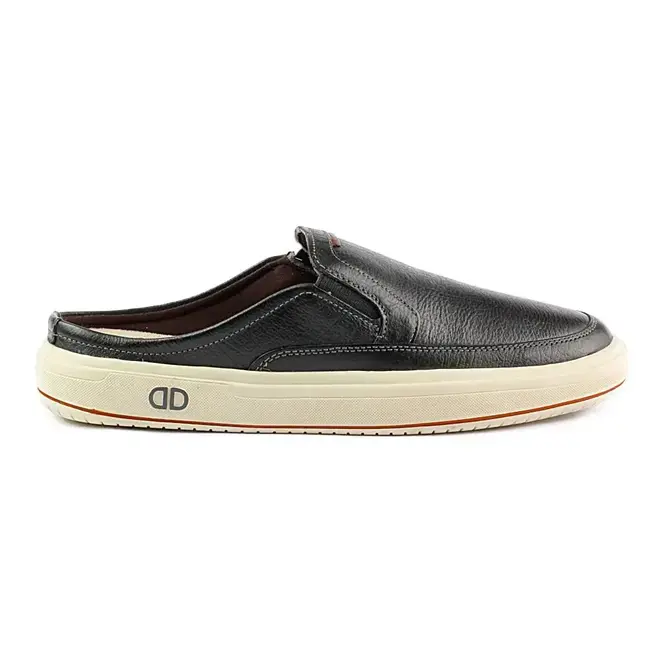 Mule Democrata Couro Denim Go Preto Masculino