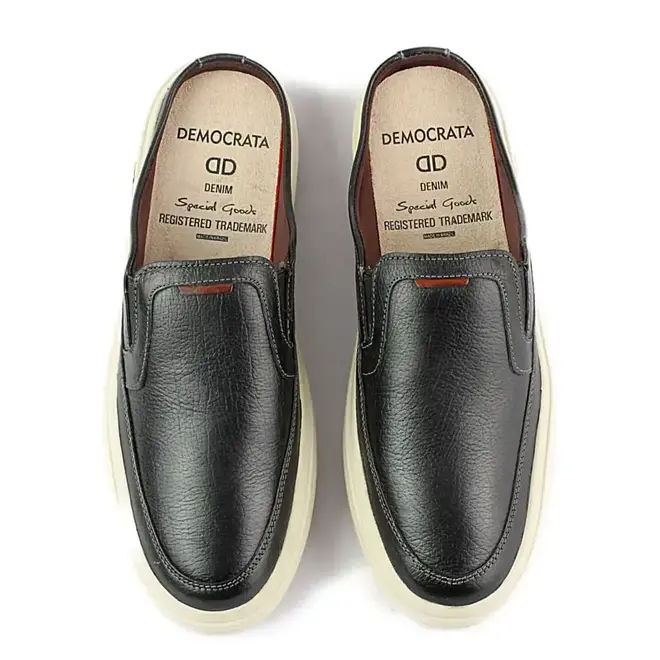 Mule Democrata Couro Denim Go Preto Masculino