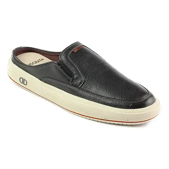 Mule Democrata Couro Denim Go Preto Masculino
