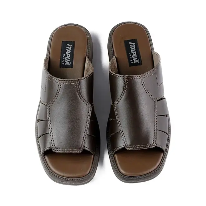 Chinelo Slide Itapuã Couro Marrom Masculino