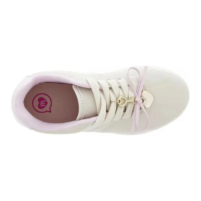 Tênis Molekinha Branco Off e Rosa Menina